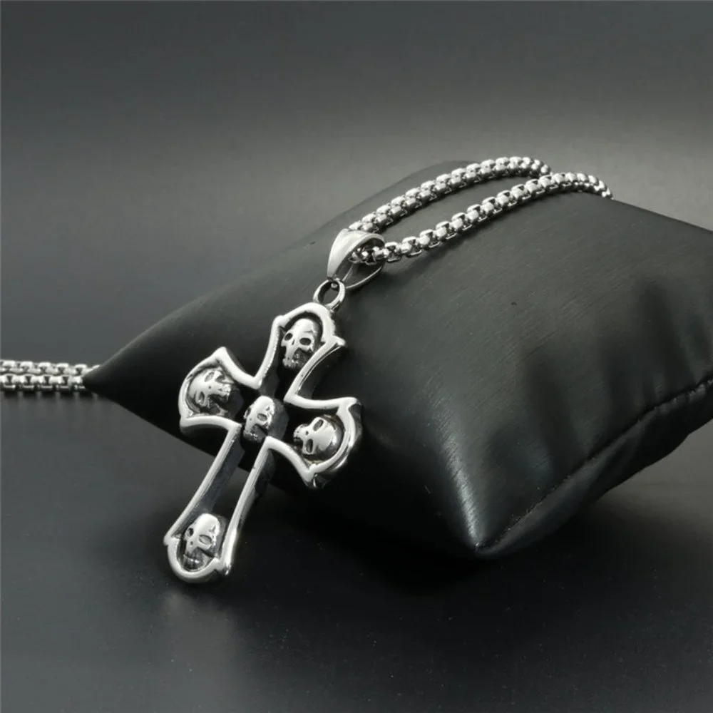 ❤️Jesus Cross Trend Skull pendant Necklace for women/men, N90201P219